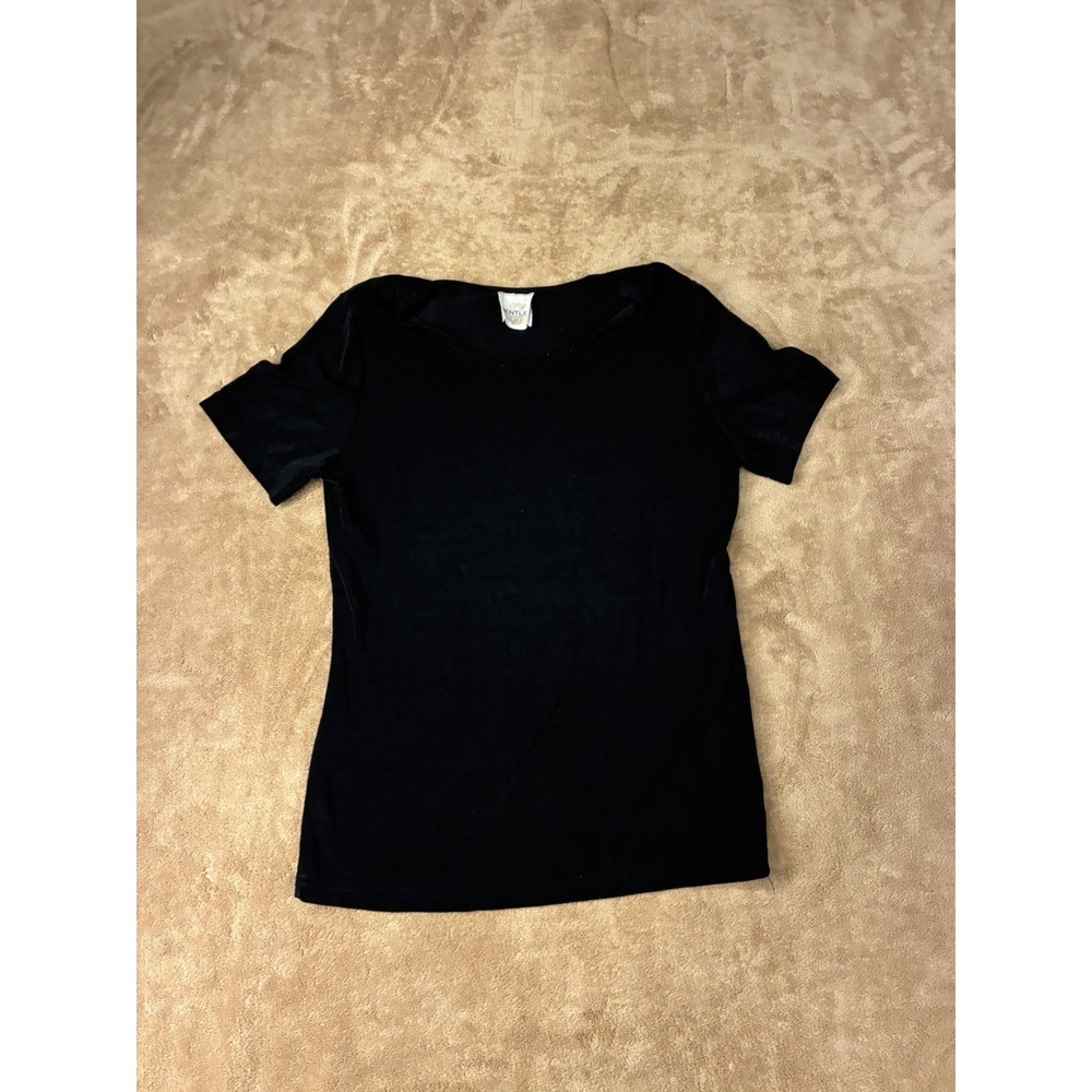 VTG J. R. Bentley Womens Black Top Minimalist Small Off Duty Model Y2K Basics